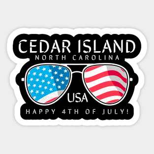 Cedar Island, NC Summertime Vacationing Fourth of July Sunglasses Sticker